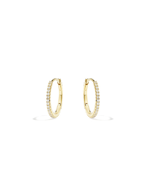 Rio Pave Diamond No. 2 Midi Hoop Earrings 12mm