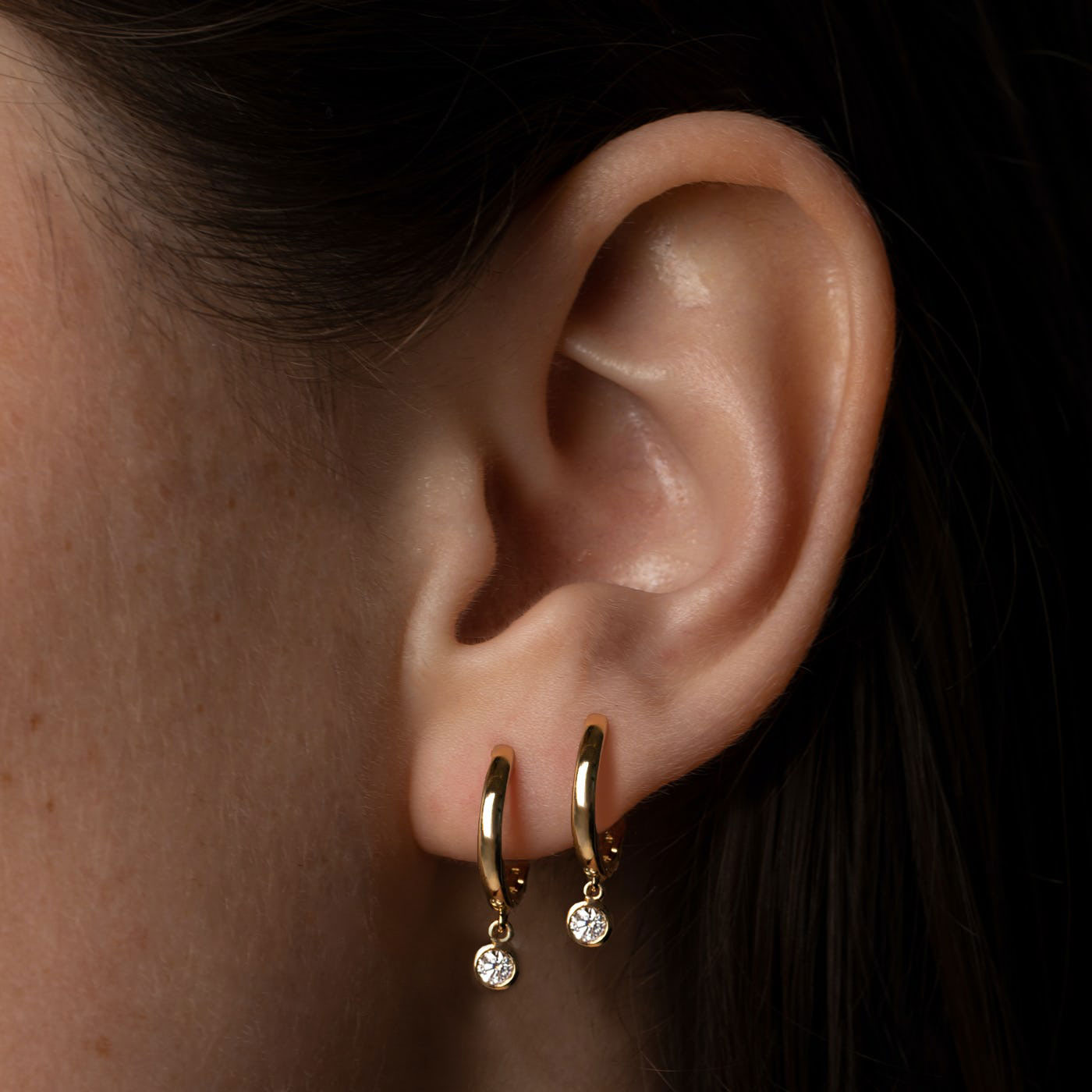 Franco Diamond Drop Hoop Earrings