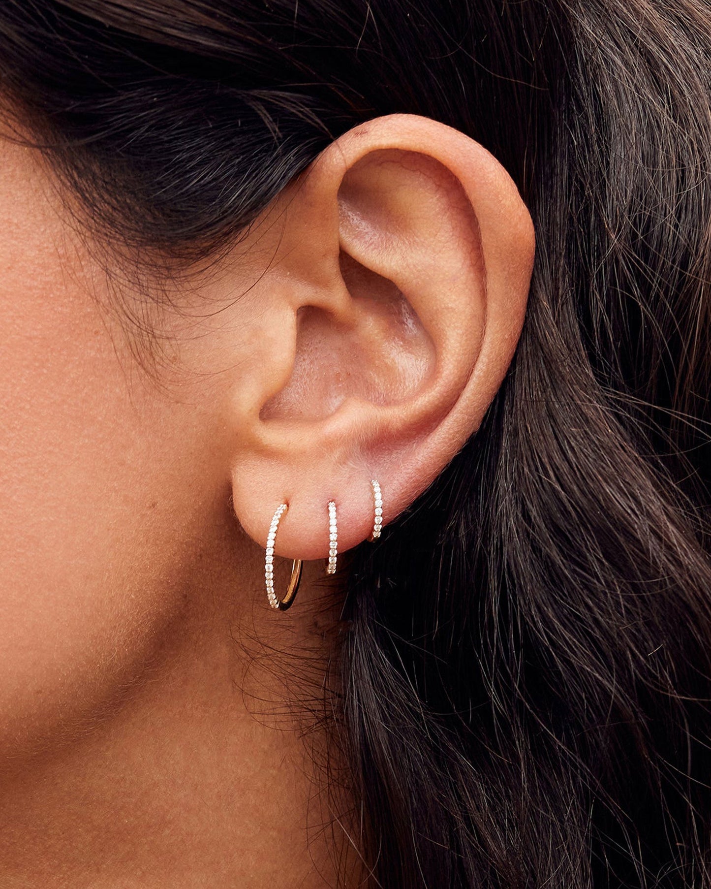 Rio Pave Diamond No. 2 Midi Hoop Earrings 12mm