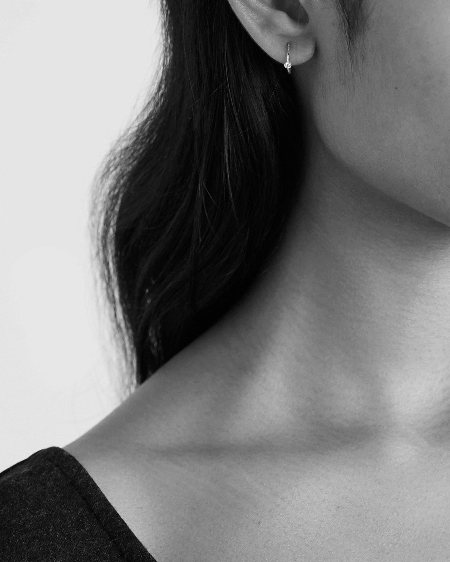 Arc Diamond Mini Hoop Earrings