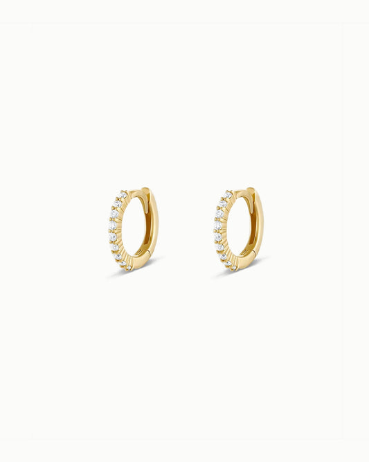 Rio Pave Diamond No. 1 Mini Hoop Earrings 10mm