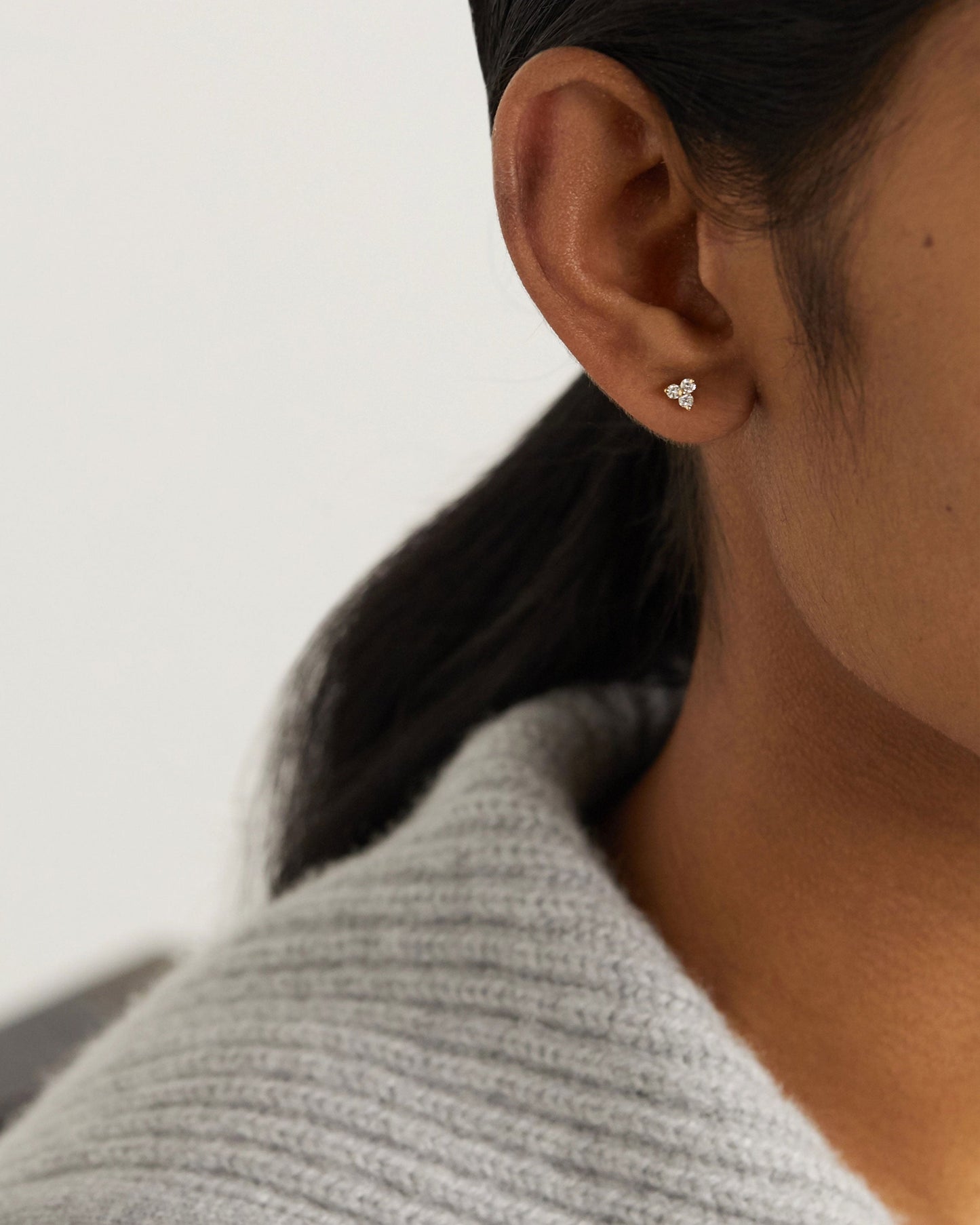 Petite Trois Diamond Stud Earrings